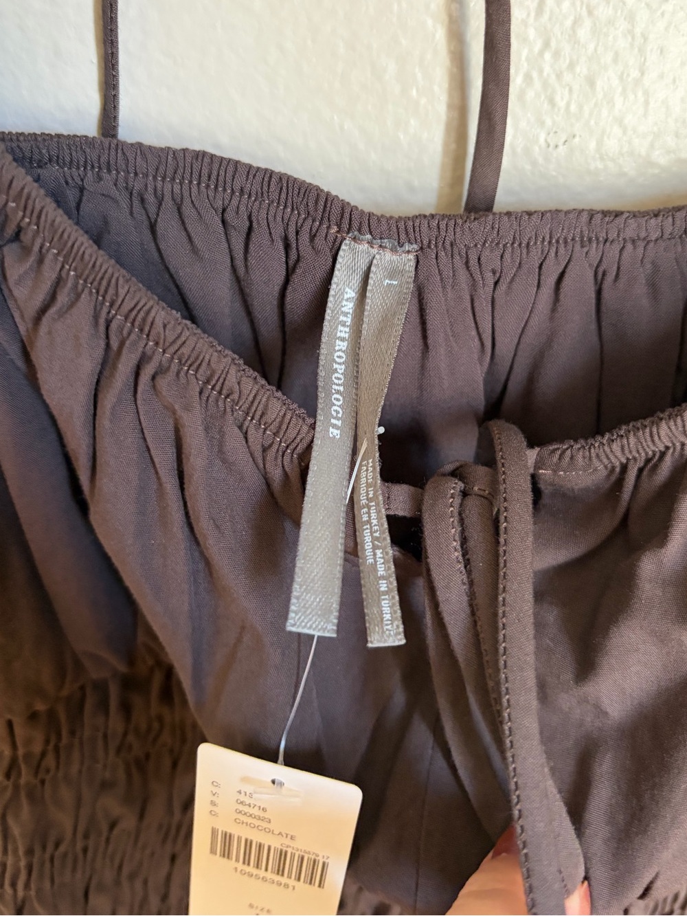 Anthropologie - Cotton Smocked Mini Dress in Brown - Picture 4 of 5